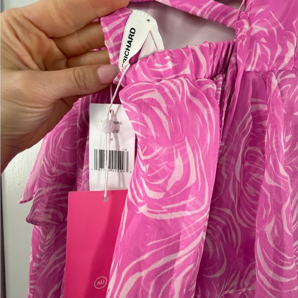 Strapless Amanda Uprichard Pink Tiered Maxi Dress (wedding guest) - Picture 10 of 11